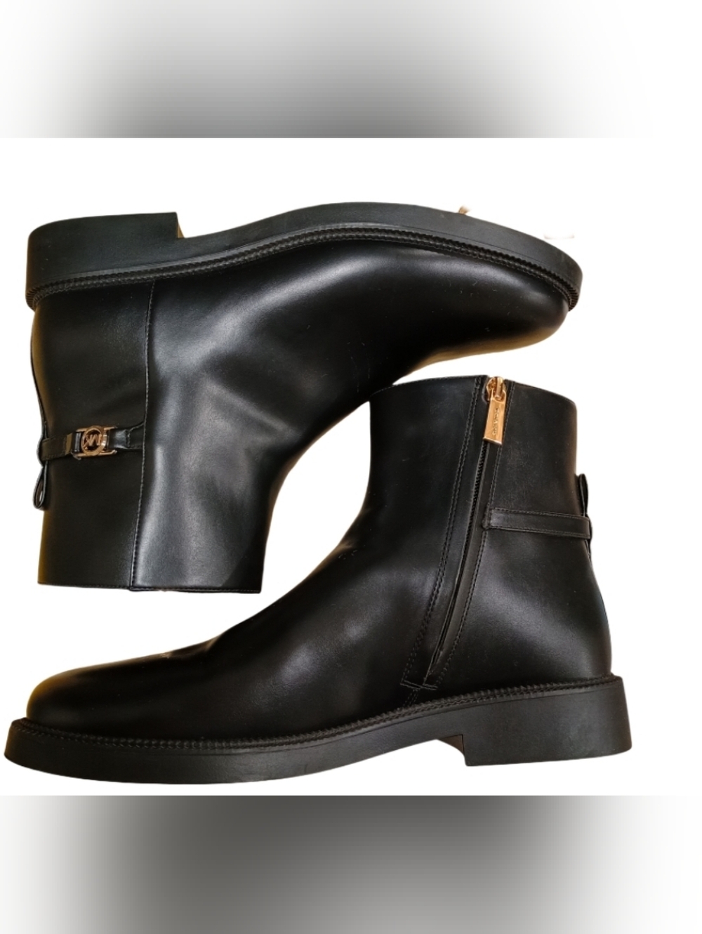Michael Kors Mandy Bootie Boots Womens Size 10M Black Faux Leather Ankle Logo